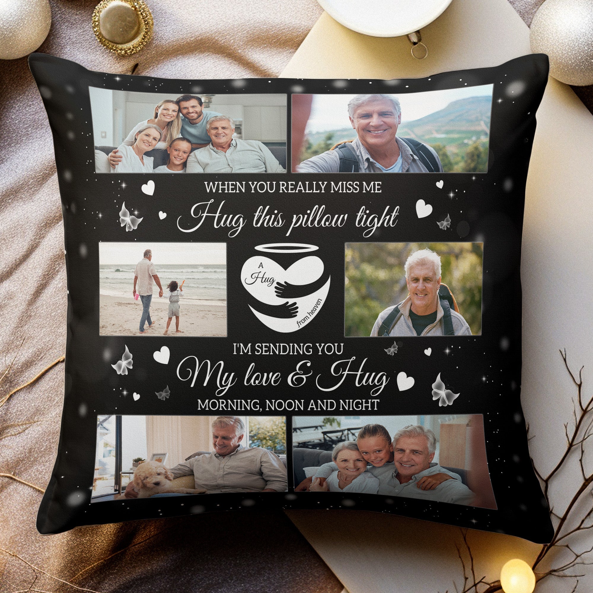 Personalized Photo Pillow When You Miss Me Hug This Pillow Sympathy Bereavement Gift for Loss of Grandfather