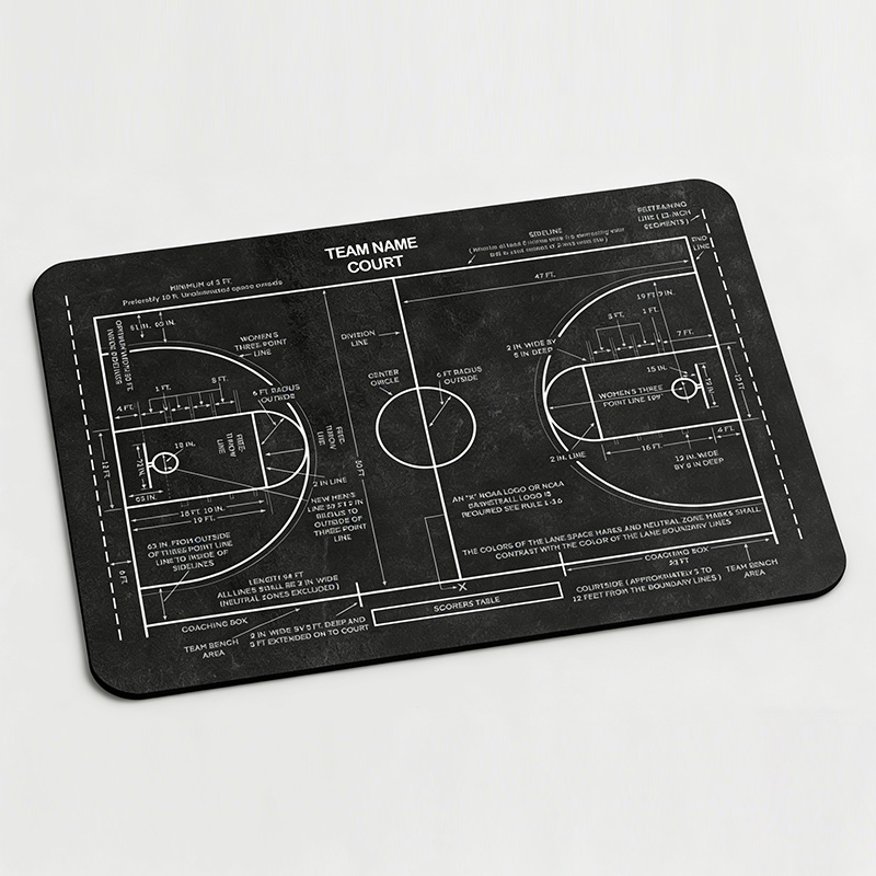 Personalized Basketball Court Mouse Pad Basketball Court Blueprint Basketball Player