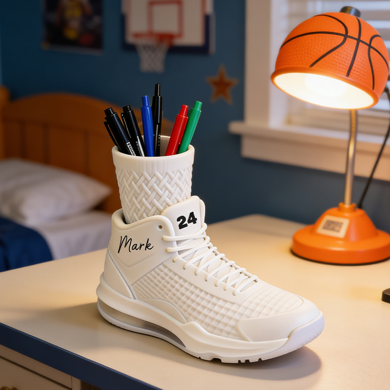 Personalized Basketball Shoes Pencil Holder 3D Print Pencil Organizer Stand Basketball Player Desktop Decor