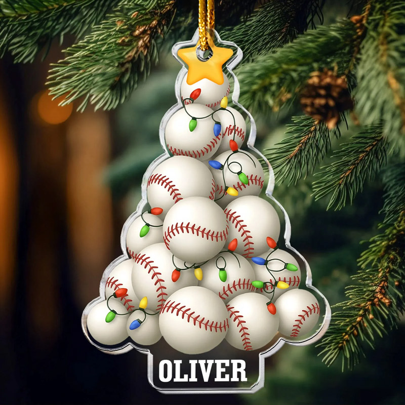 Personalized Baseball Acrylic Christmas Ornament Celebrate Your Game in Style