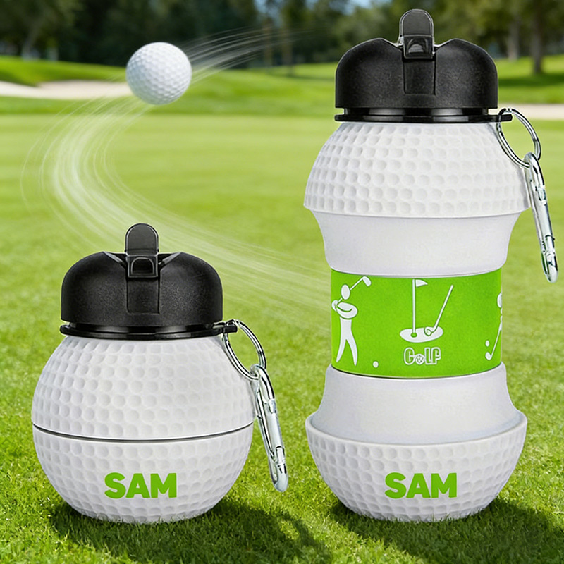 Personalized Foldable Clssic Golf Water Cup Silicone Golf Sports Water Bottle Custom Name Gift for Golf Lovers