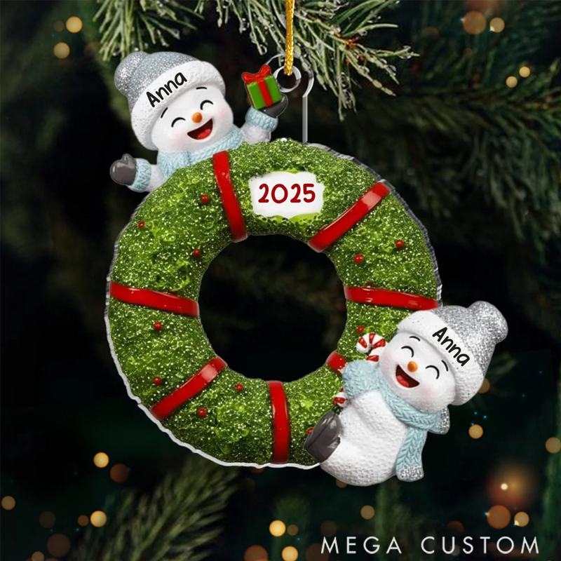Personalized Acrylic Our Frosty Little Family Snowman Family Happiness Christmas Ornament 