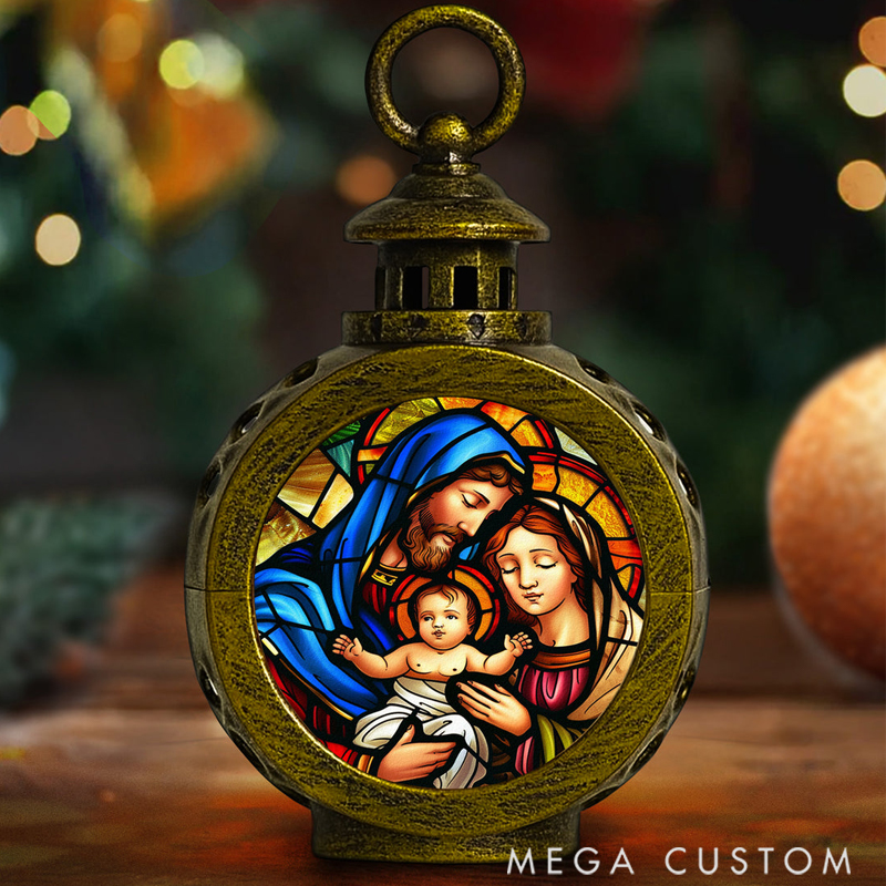 The Holy Family Christmas Nativity Night Personalized Lantern Night Light