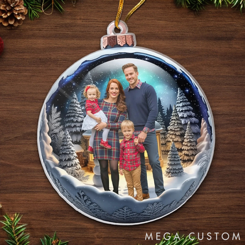 Personalized Christmas Acrylic Ball Shaped Ornament Custom Photo Memories that Sparkle Forever