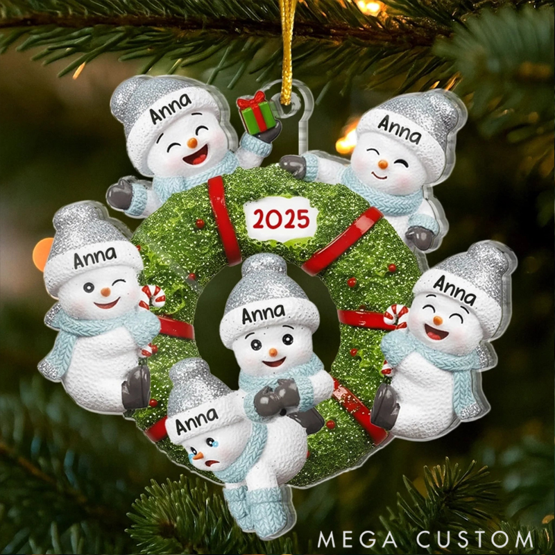 Personalized Acrylic Our Frosty Little Family Snowman Family Happiness Christmas Ornament 