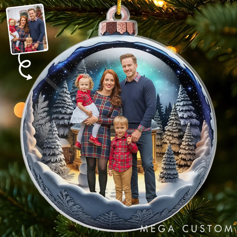 Personalized Christmas Acrylic Ball Shaped Ornament Custom Photo Memories that Sparkle Forever
