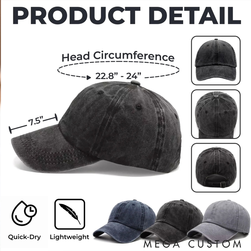 Personalized Prime Vintage Washed Denim Baseball Cap Gifts for Dad Grandma