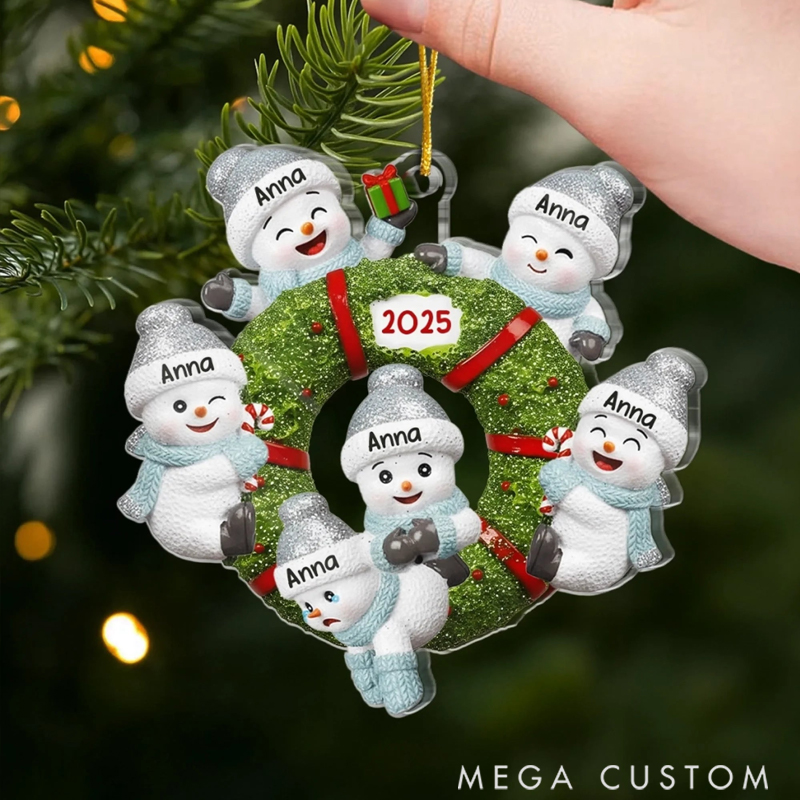 Personalized Acrylic Our Frosty Little Family Snowman Family Happiness Christmas Ornament 