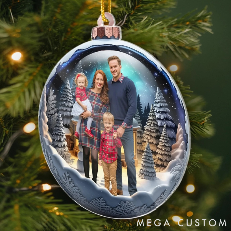 Personalized Christmas Acrylic Ball Shaped Ornament Custom Photo Memories that Sparkle Forever