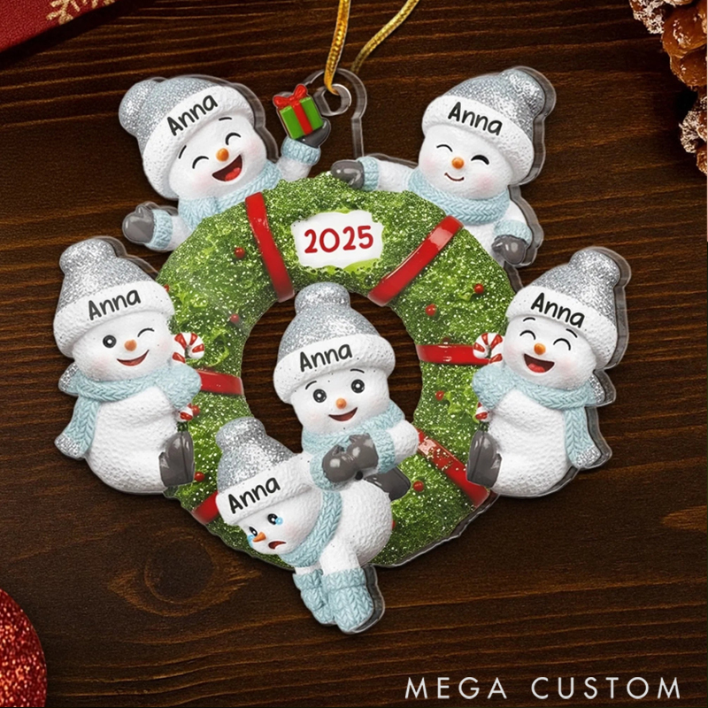 Personalized Acrylic Our Frosty Little Family Snowman Family Happiness Christmas Ornament 