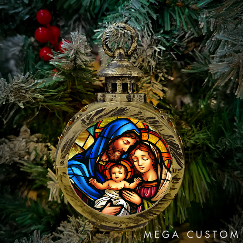 The Holy Family Christmas Nativity Night Personalized Lantern Night Light
