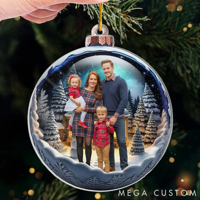 Personalized Christmas Acrylic Ball Shaped Ornament Custom Photo Memories that Sparkle Forever