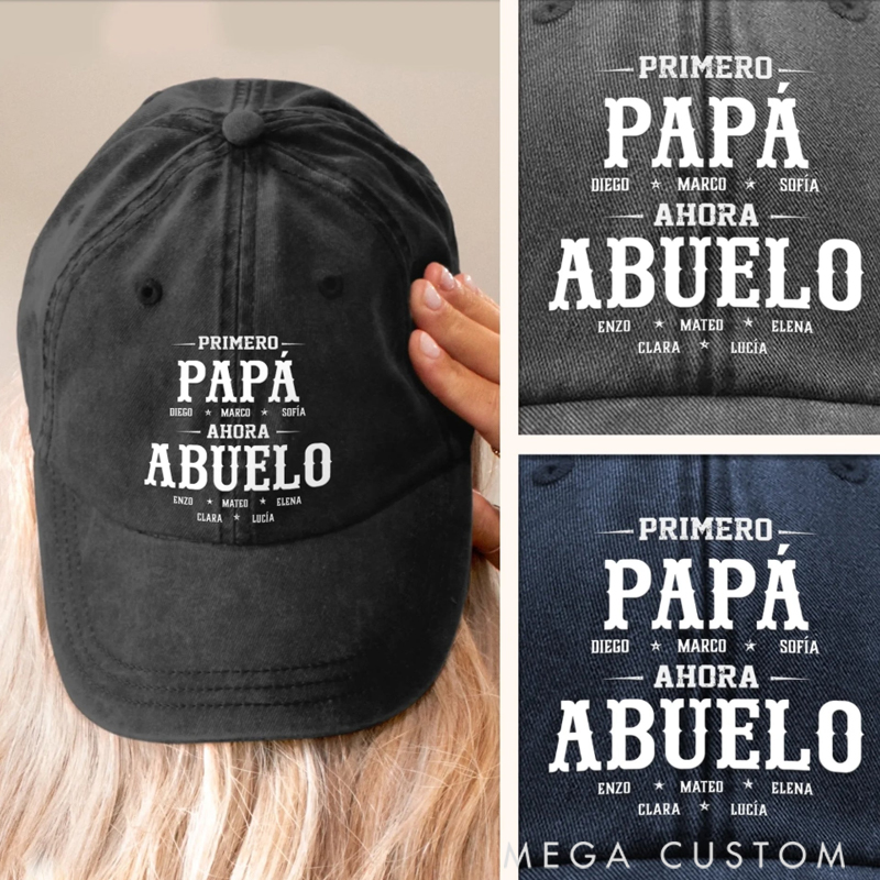 Personalized Prime Vintage Washed Denim Baseball Cap Gifts for Dad Grandma