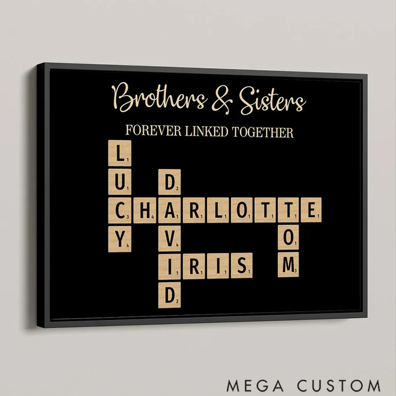 Personalized Family Forever Linked Together Crossword Puzzle Poster Christmas Holiday Poster