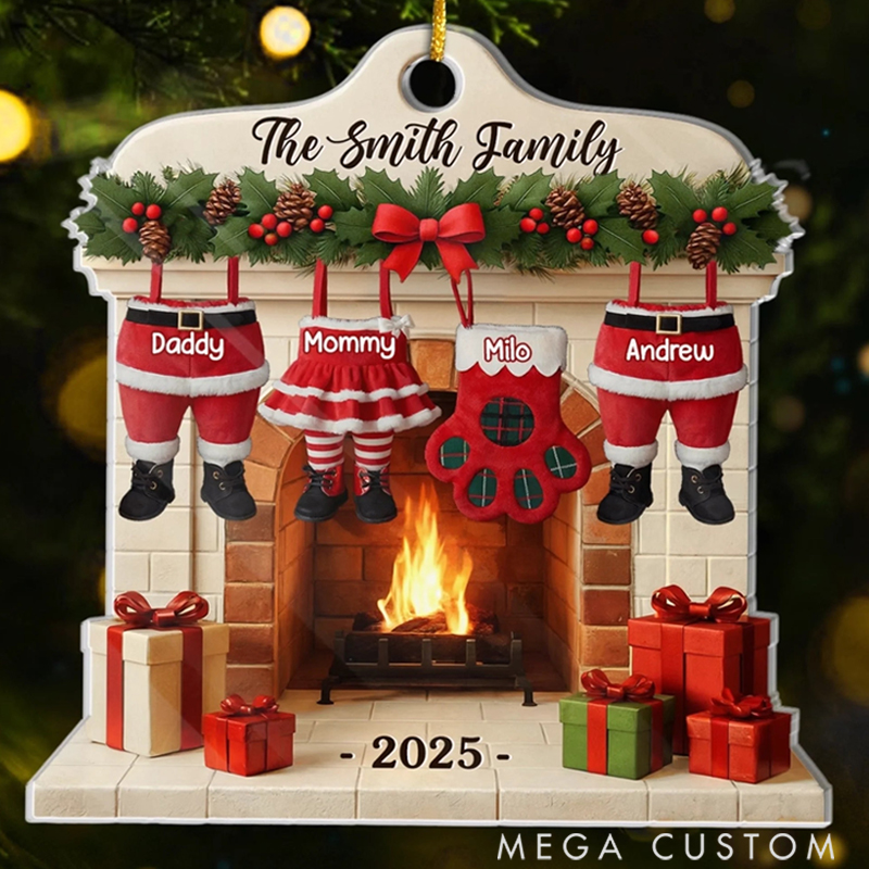 Personalized Acrylic Love Gathers Where We are Holiday Christmas Ornament 