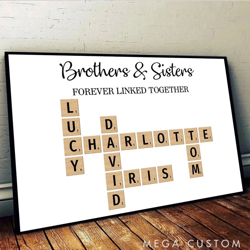 Personalized Family Forever Linked Together Crossword Puzzle Poster Christmas Holiday Poster