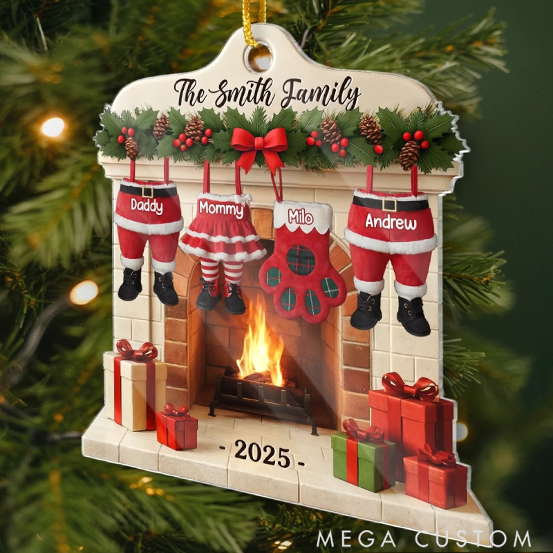 Personalized Acrylic Love Gathers Where We are Holiday Christmas Ornament 