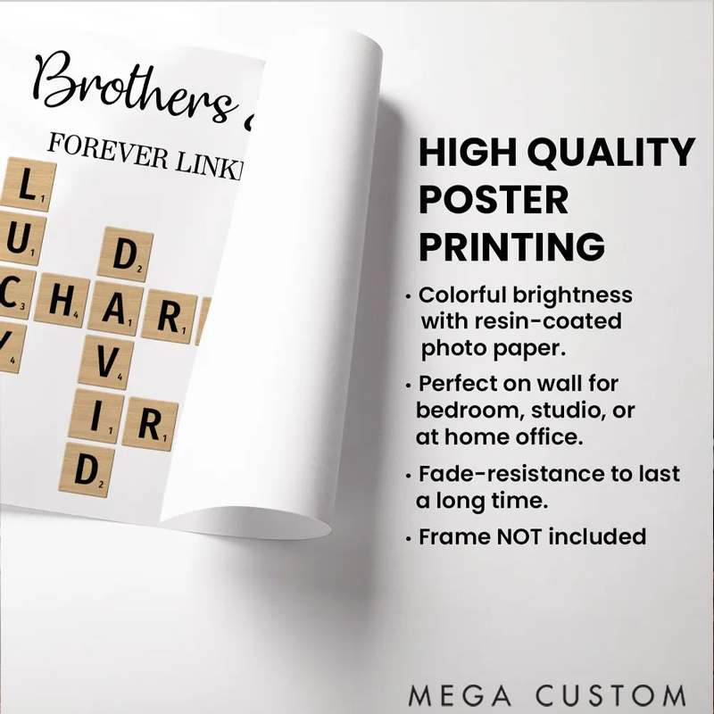 Personalized Family Forever Linked Together Crossword Puzzle Poster Christmas Holiday Poster