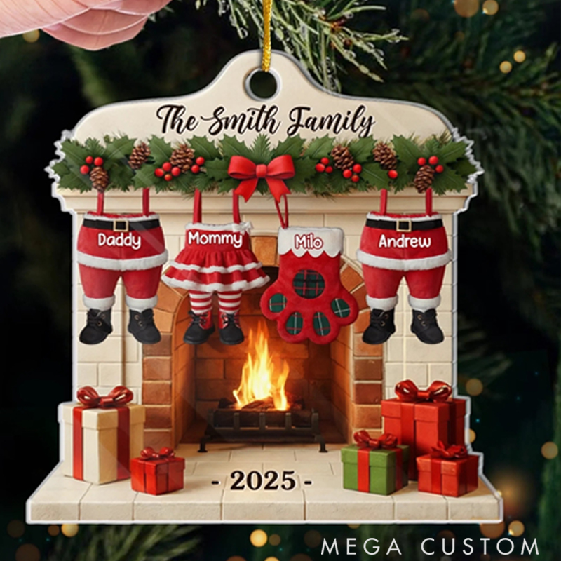 Personalized Acrylic Love Gathers Where We are Holiday Christmas Ornament 