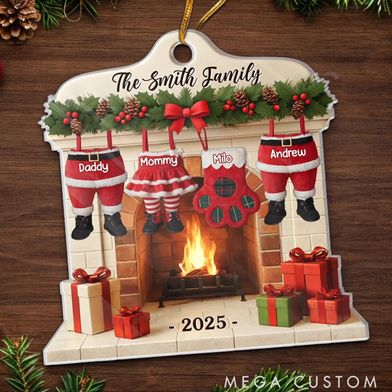 Personalized Acrylic Love Gathers Where We are Holiday Christmas Ornament 