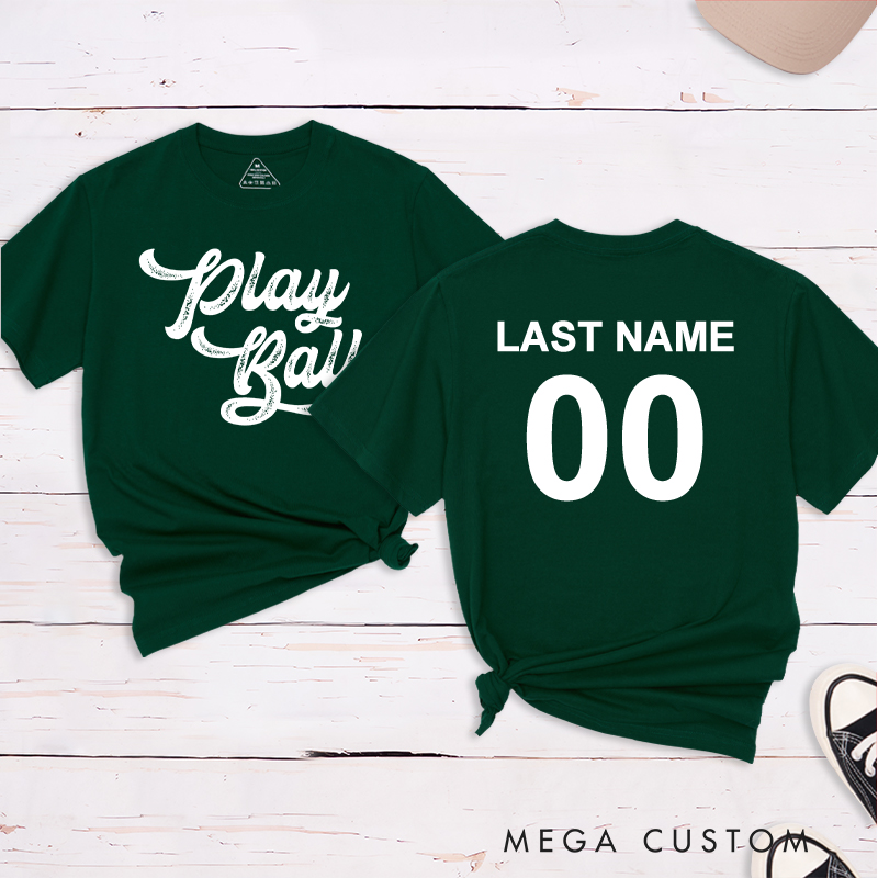 Personalized "Play Ball" T-Shirt with Custom Name and Number