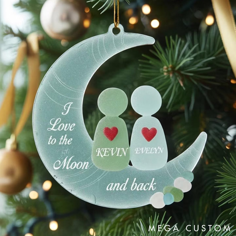 [Copy]Personalized Sea Glass-Style Couple Chrismas 2D Flag Couple Swing Design Ornament Chrismas Decoration with Names Chrismas Gift for Husband Wife