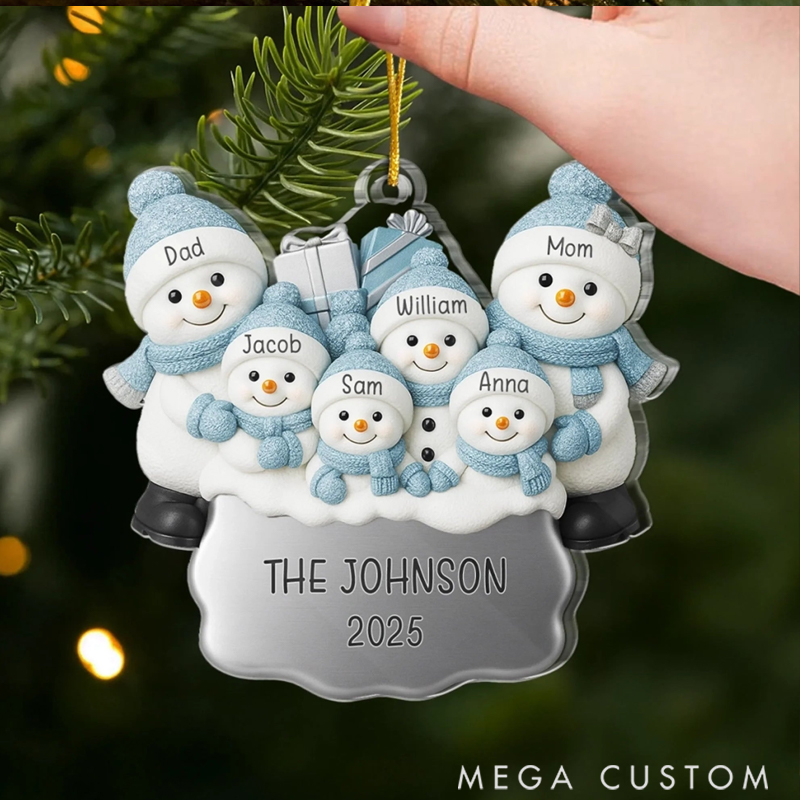 Personalized Acrylic Our Kind of Winter Story Happiness Festival Christmas Cute Snowman Ornament 