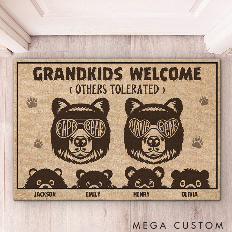 Personalized Warm Welcome Doormat Cute Brown Bear Family Home Decor Decorative Mat