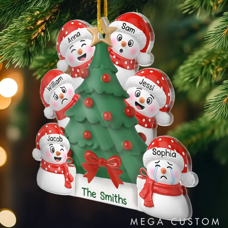 Personalized Acrylic Love Warms Every Winter Happiness Festival Christmas Cute Snowman Ornament 