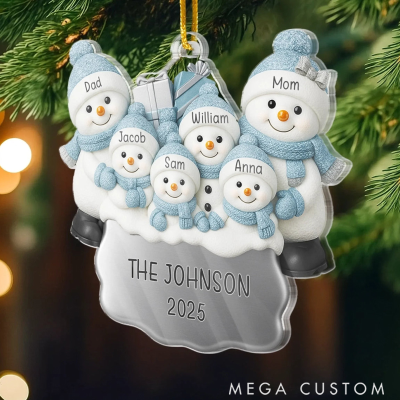 Personalized Acrylic Our Kind of Winter Story Happiness Festival Christmas Cute Snowman Ornament 
