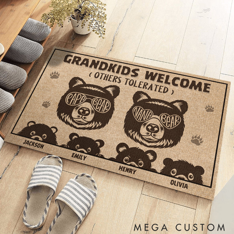 Personalized Warm Welcome Doormat Cute Brown Bear Family Home Decor Decorative Mat