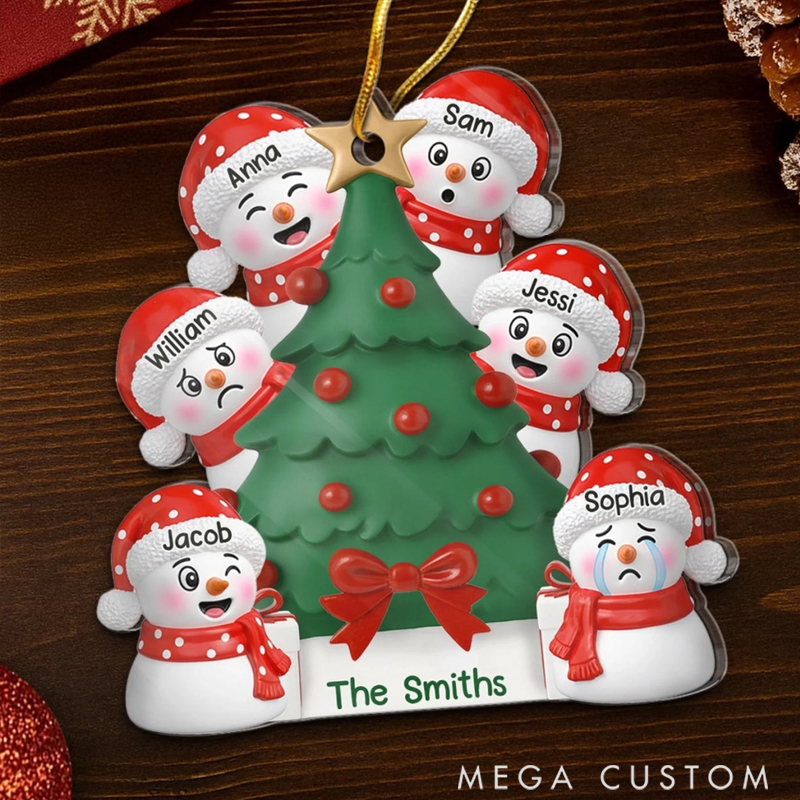 Personalized Acrylic Love Warms Every Winter Happiness Festival Christmas Cute Snowman Ornament 