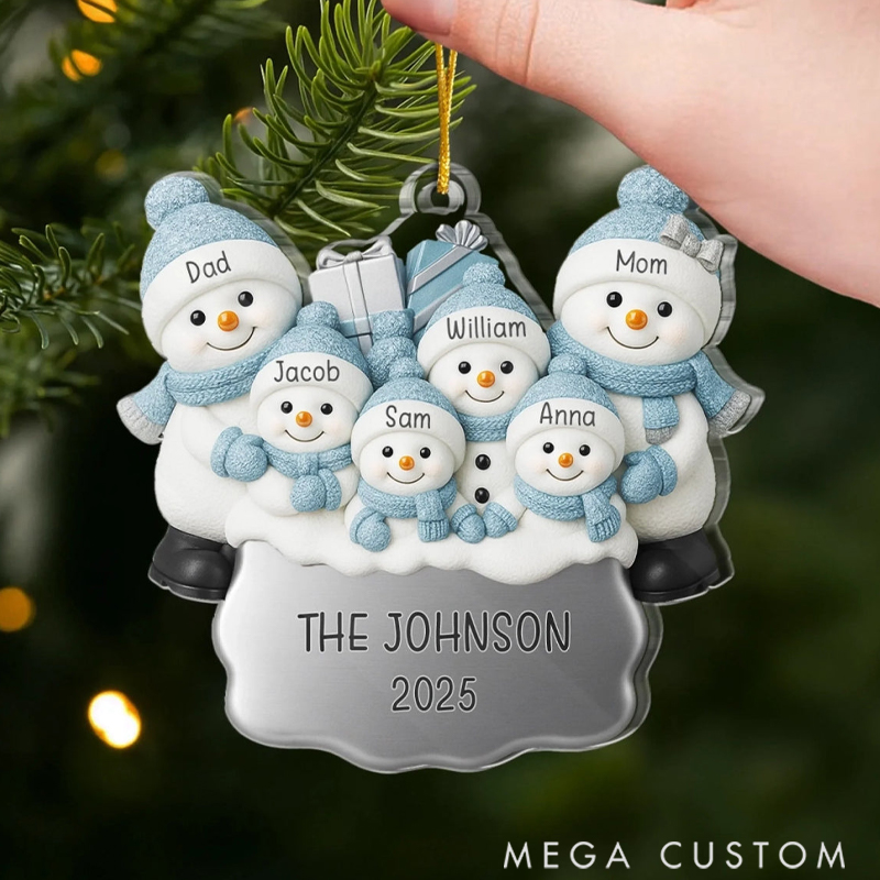 Personalized Acrylic Our Kind of Winter Story Happiness Festival Christmas Cute Snowman Ornament 