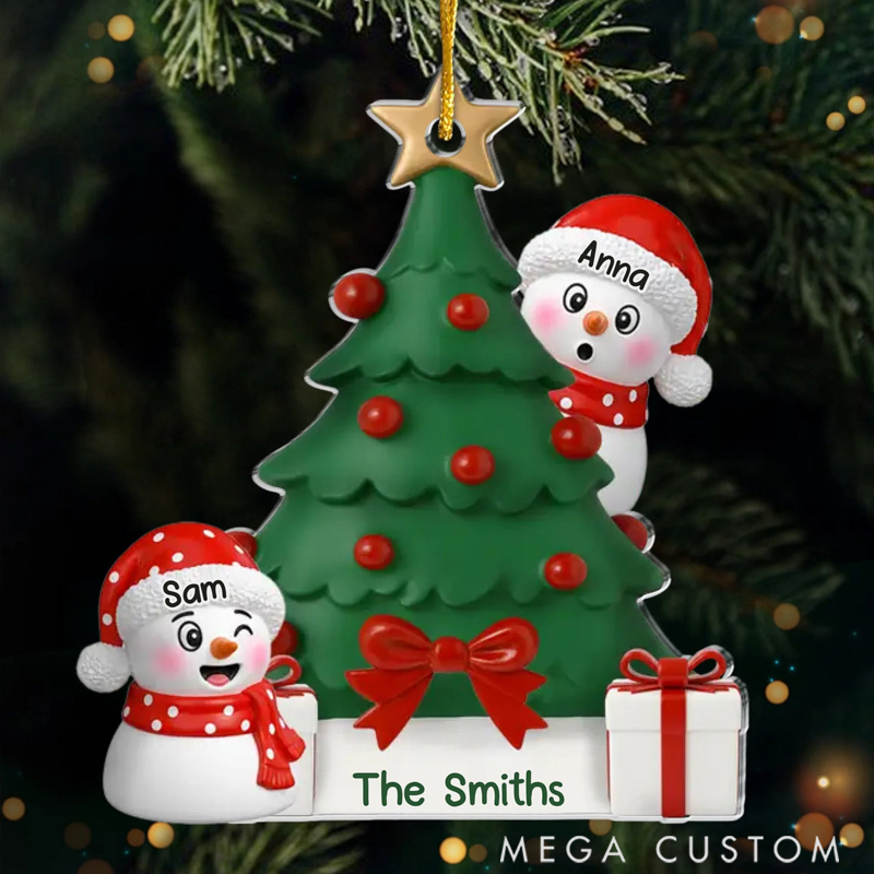Personalized Acrylic Love Warms Every Winter Happiness Festival Christmas Cute Snowman Ornament 