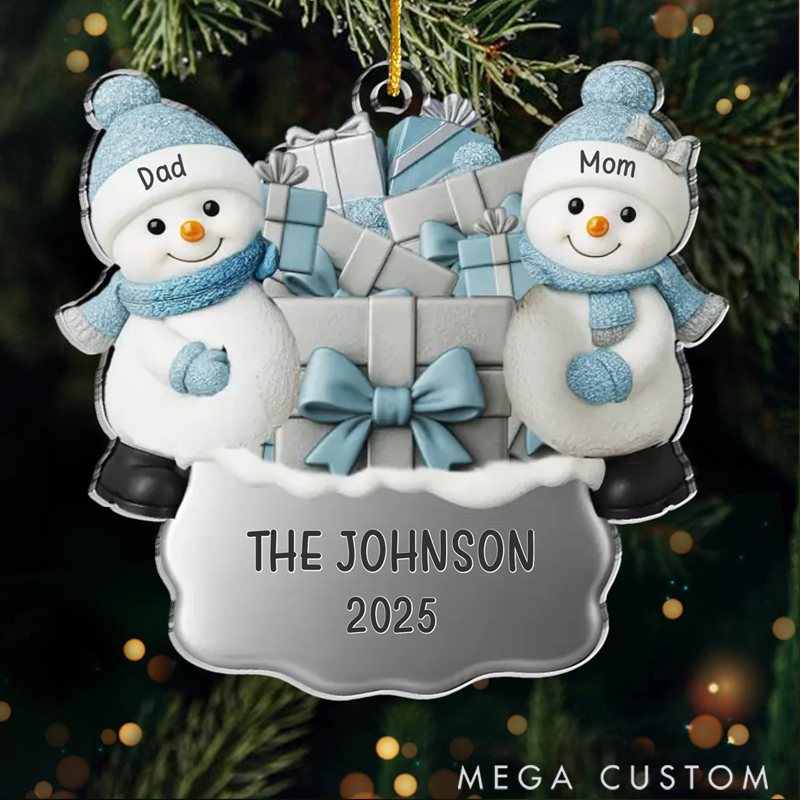 Personalized Acrylic Our Kind of Winter Story Happiness Festival Christmas Cute Snowman Ornament 