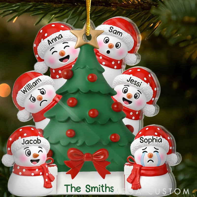 Personalized Acrylic Love Warms Every Winter Happiness Festival Christmas Cute Snowman Ornament 