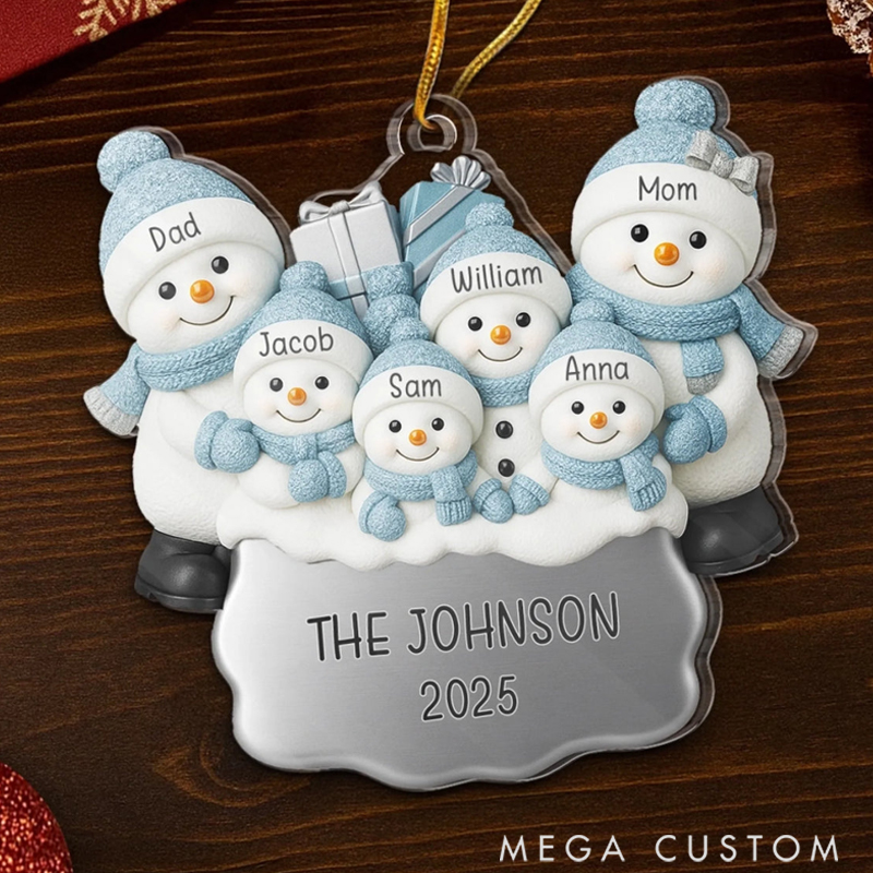 Personalized Acrylic Our Kind of Winter Story Happiness Festival Christmas Cute Snowman Ornament 