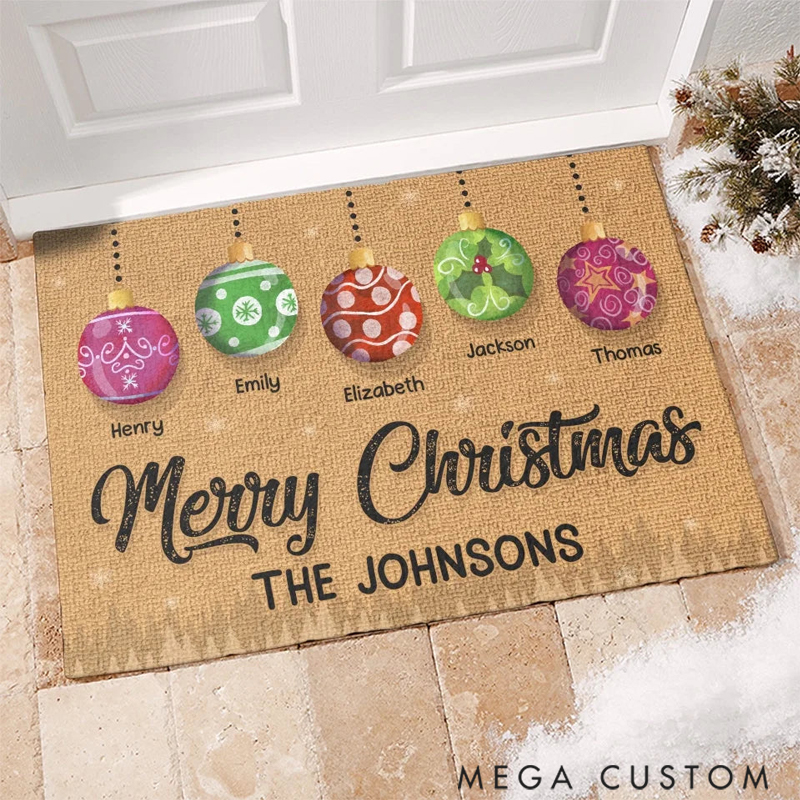 Personalized Have a Holly Jolly Christmas Family Home Decor Decorative Mat Christmas Gift for Family Members