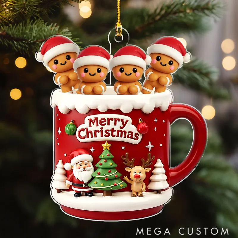 Personalized Acrylic Lovely Ginger Family Holiday Festival Merry Christmas Ornament 