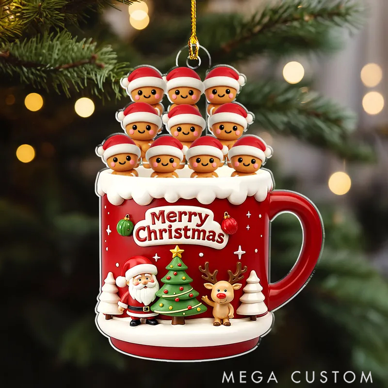 Personalized Acrylic Lovely Ginger Family Holiday Festival Merry Christmas Ornament 