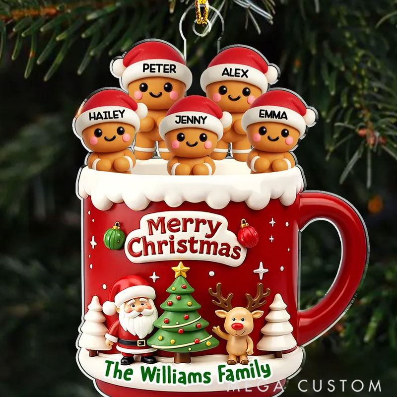 Personalized Acrylic Lovely Ginger Family Holiday Festival Merry Christmas Ornament 
