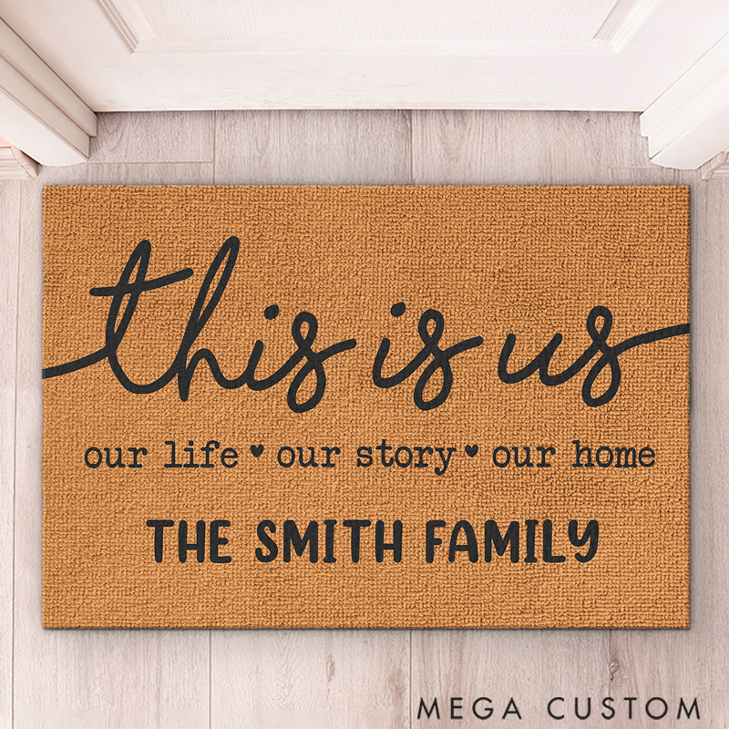 Personalized Our Life Our Story Our Home  Home Decor Decorative Mat Christmas Gift for Family Members