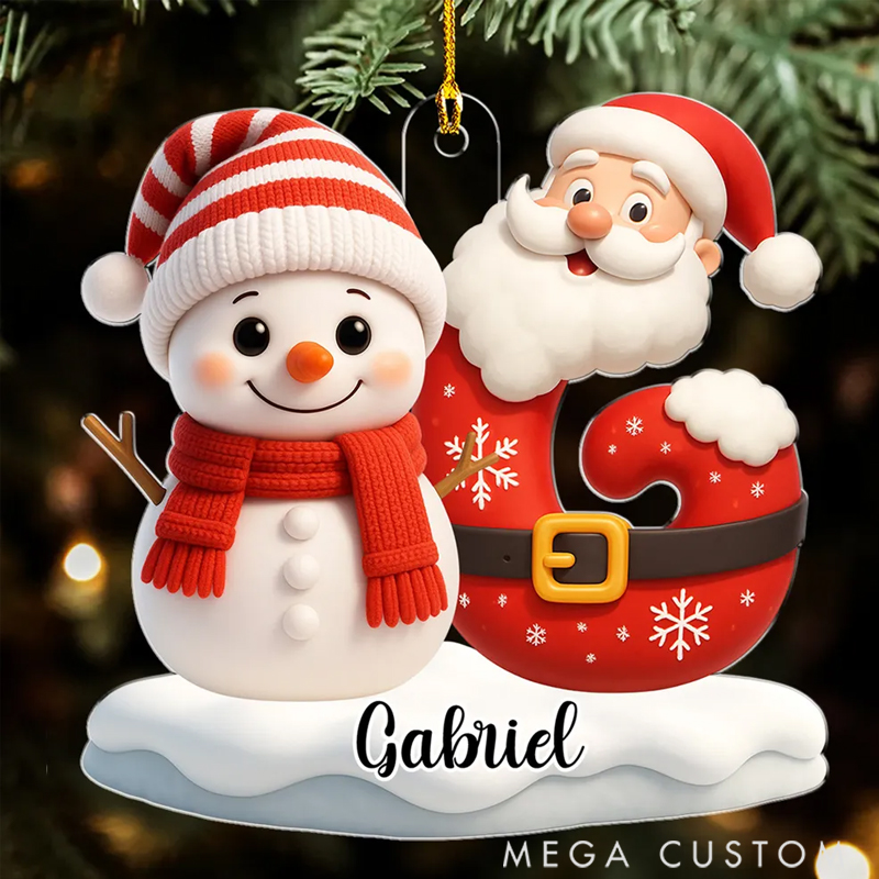 Personalized Acrylic Snowman Merry Christmas Holiday Festival Gift for Family Ornament 