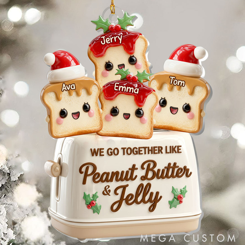Personalized Acrylic We Go Together Like Peanut Butter and Jelly Merry Christmas Ornament 
