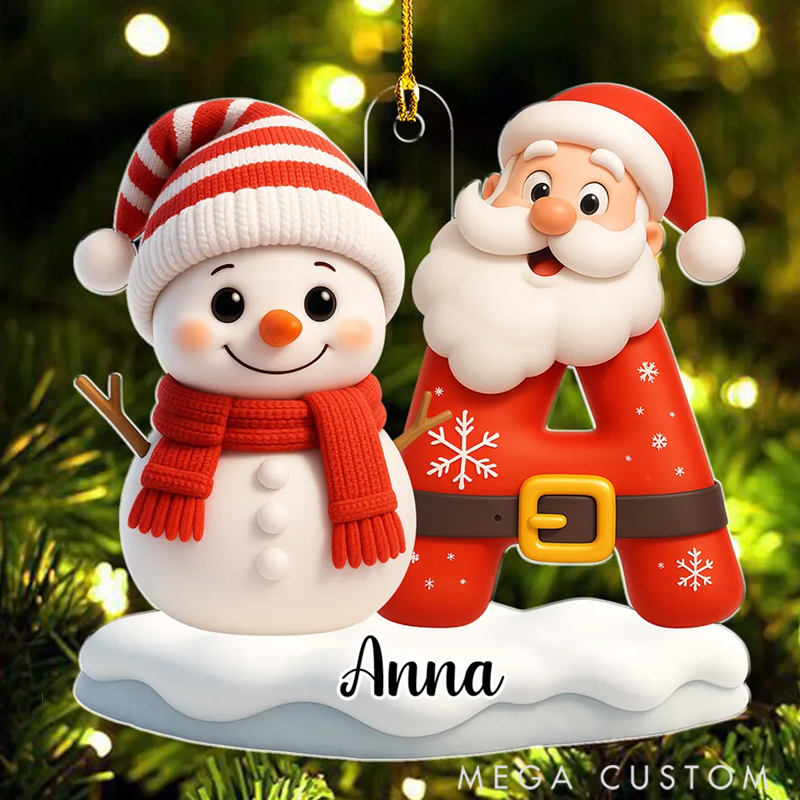 Personalized Acrylic Snowman Merry Christmas Holiday Festival Gift for Family Ornament 
