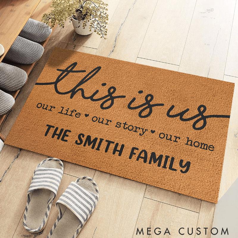 Personalized Our Life Our Story Our Home  Home Decor Decorative Mat Christmas Gift for Family Members