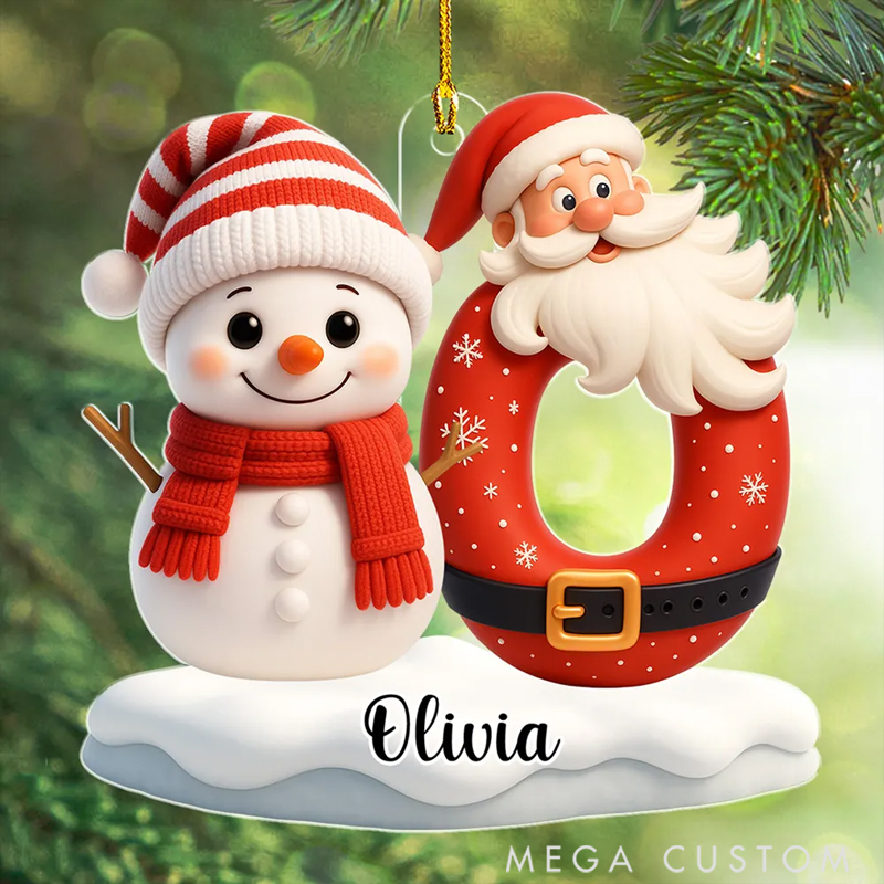 Personalized Acrylic Snowman Merry Christmas Holiday Festival Gift for Family Ornament 