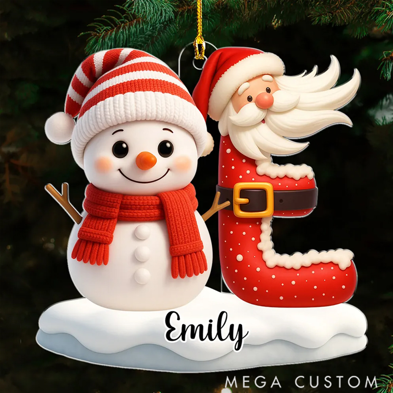 Personalized Acrylic Snowman Merry Christmas Holiday Festival Gift for Family Ornament 
