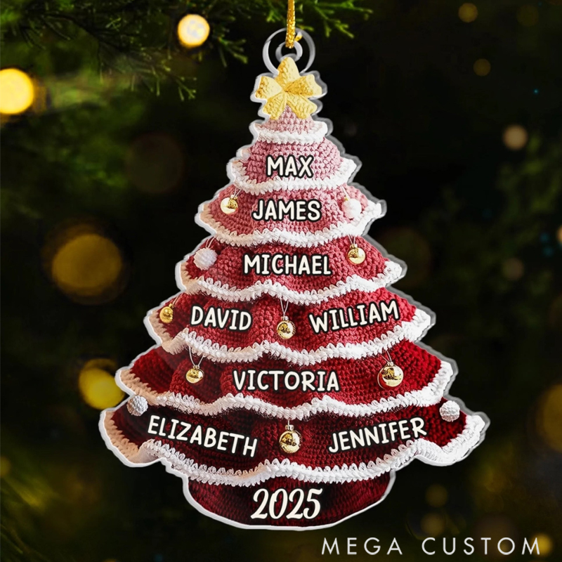 Personalized Crochet  Acrylic Snowy Days Endless Laughs Festival Merry Christmas Ornament 