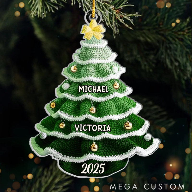 Personalized Crochet  Acrylic Snowy Days Endless Laughs Festival Merry Christmas Ornament 